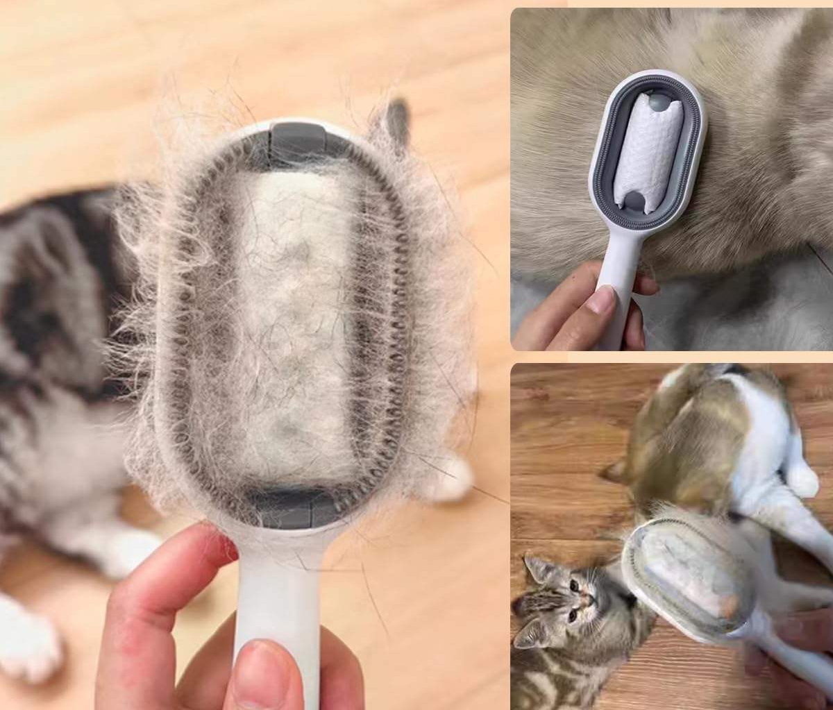 Cepillo 4 en 1 para Gatos con Agua - Elimina el pelo suelto y cuida su pelaje.
